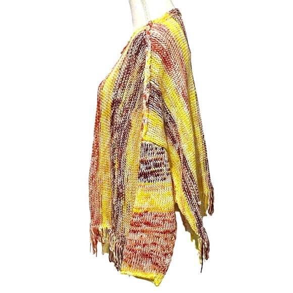 Laurie Felt Baja Sweater M to L Fringe Hem Beachy California Vibes Southwestern - Picture 3 of 10